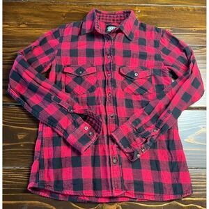 Key Shirt, Women's Size Small, Red Black, Checkered, Flannel, Button Up